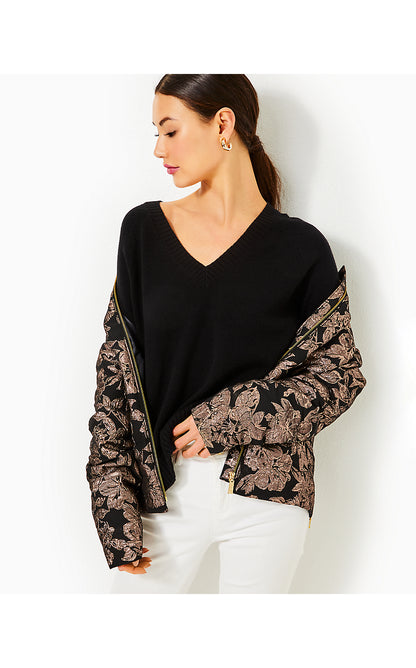 EMELYN BROCADE JACKET, NOIR MOONLIGHT DANCE BROCADE