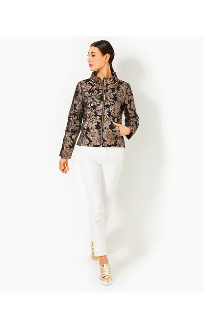 EMELYN BROCADE JACKET, NOIR MOONLIGHT DANCE BROCADE