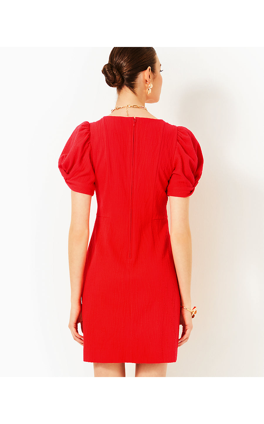 ELISHA SHIFT, ROCOCO RED WAVY KNIT JACQUARD