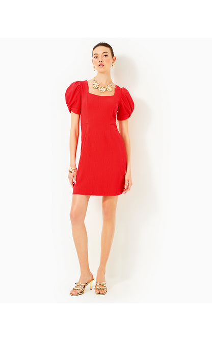 ELISHA SHIFT, ROCOCO RED WAVY KNIT JACQUARD