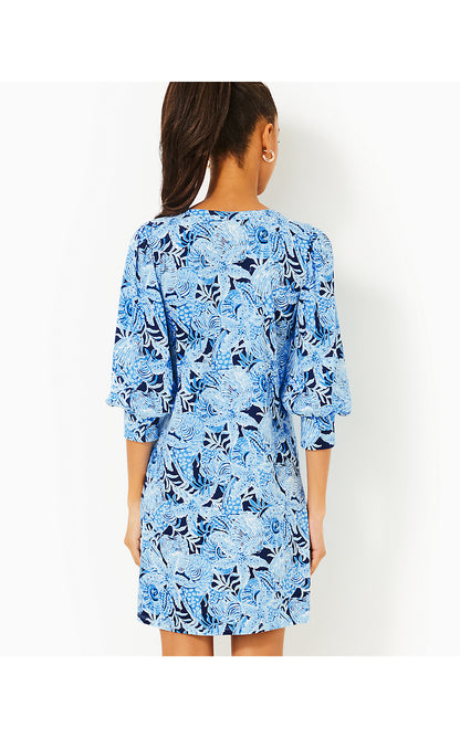 CASS DRESS, BONAIRE BLUE COASTAL CONSTELLATION
