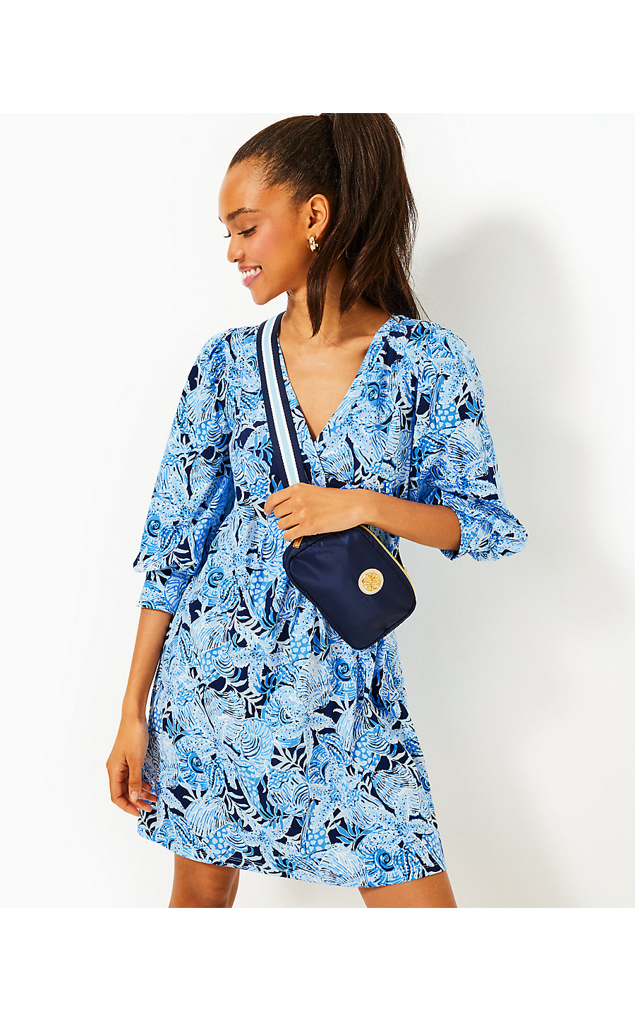 CASS DRESS, BONAIRE BLUE COASTAL CONSTELLATION