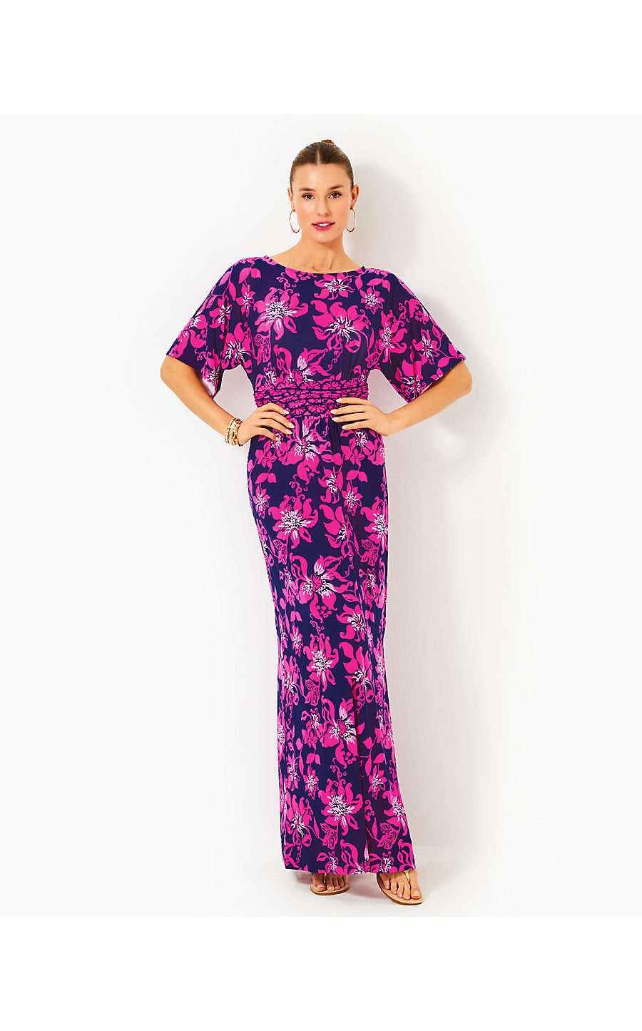 PARIGI BOAT NECK MAXI DRESS, LOW TIDE NAVY JUST PASSION THROUGH ENGINEERED KNIT DRESS