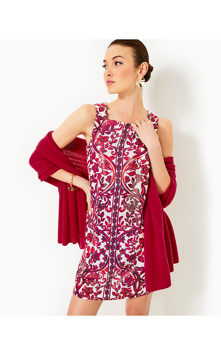 ELLA SHIFT, COCONUT SLICE OF PARADISE ENGINEERED WOVEN DRESS