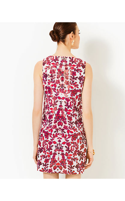 ELLA SHIFT, COCONUT SLICE OF PARADISE ENGINEERED WOVEN DRESS