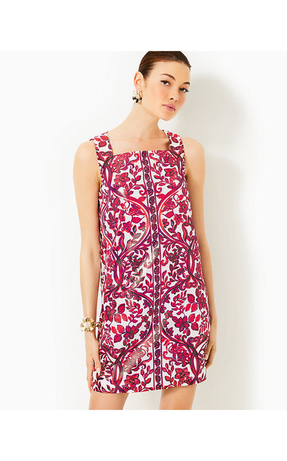 ELLA SHIFT, COCONUT SLICE OF PARADISE ENGINEERED WOVEN DRESS