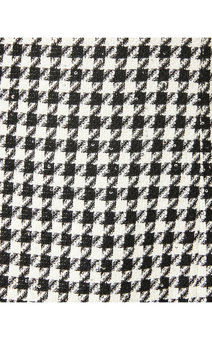 DORIANE BOUCLE SHIFT, NOIR HOUNDSTOOTH SEQUIN BOUCLE
