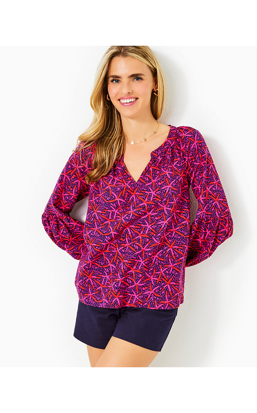 SULLIVAN TOP, PASSION FRUIT PINK STAR SEARCHING