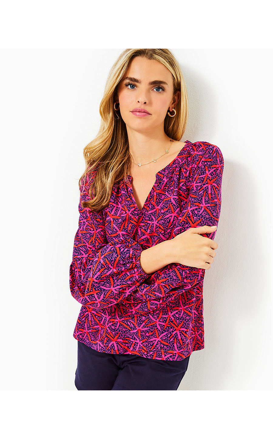 SULLIVAN TOP, PASSION FRUIT PINK STAR SEARCHING