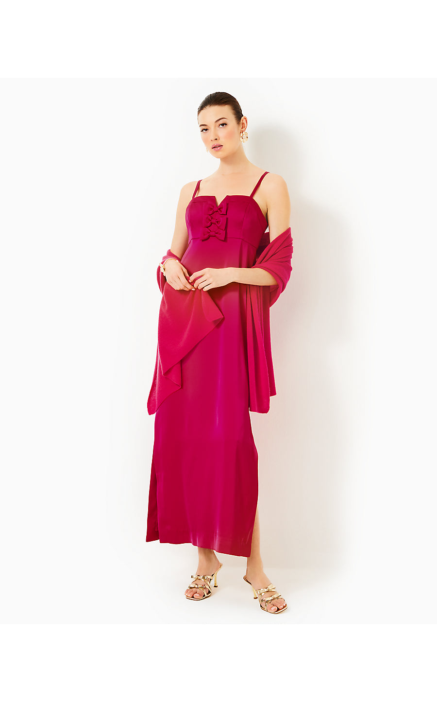JEAN MAXI DRESS, RASPBERRY ROUGE