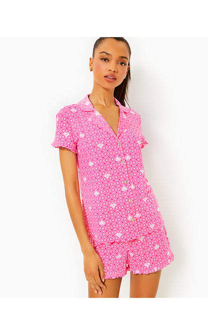 VALAINE PJ TOP, PASSION FRUIT PINK FLUTTERING HEARTS