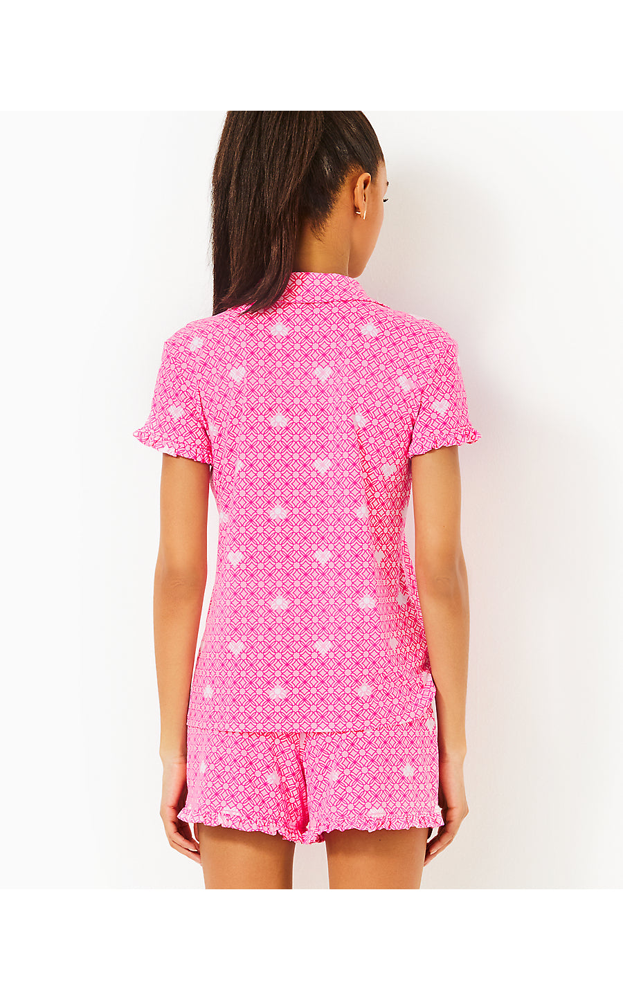 VALAINE PJ TOP, PASSION FRUIT PINK FLUTTERING HEARTS