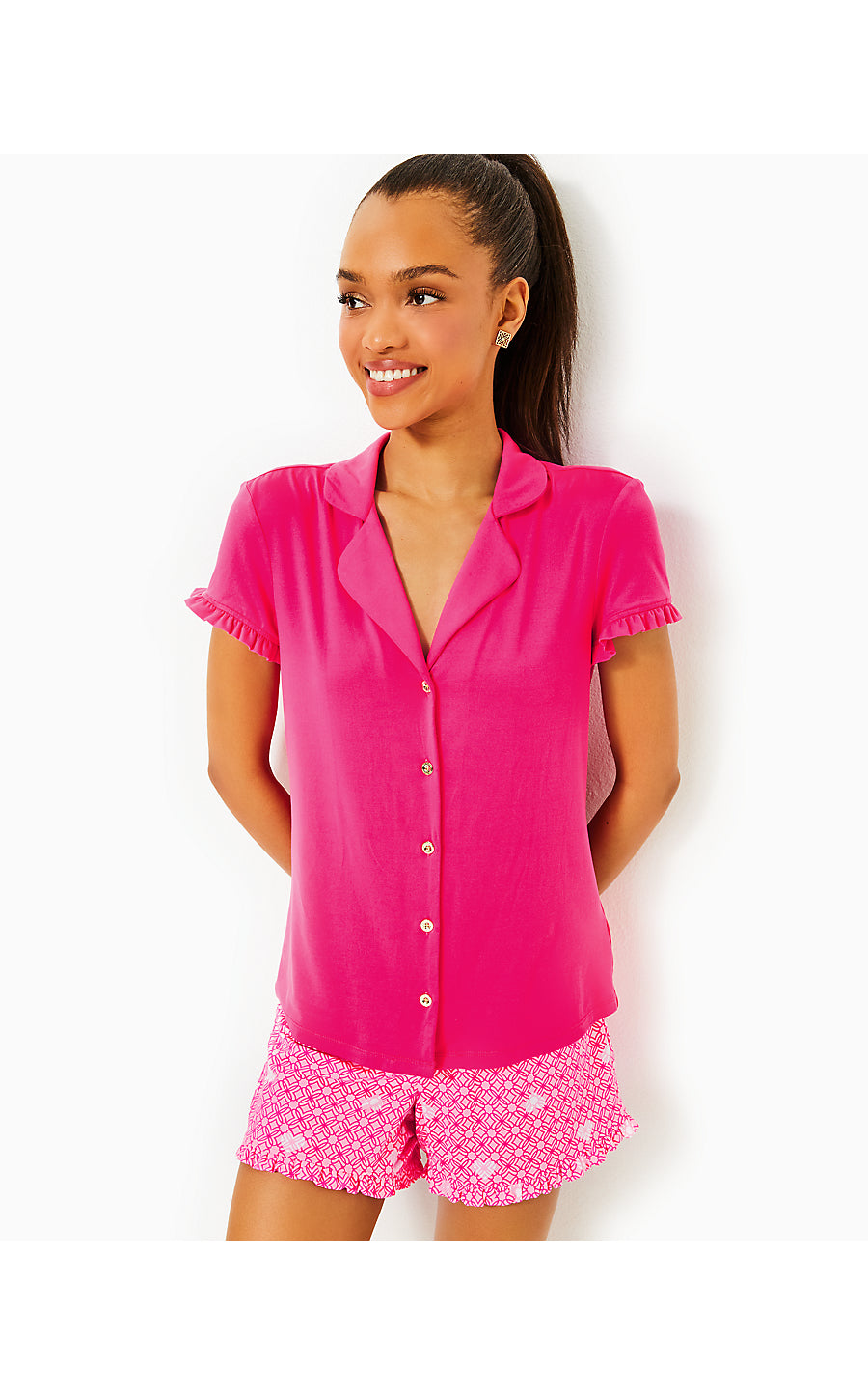 AUGUSTINA PJ SHORT, PASSION FRUIT PINK FLUTTERING HEARTS