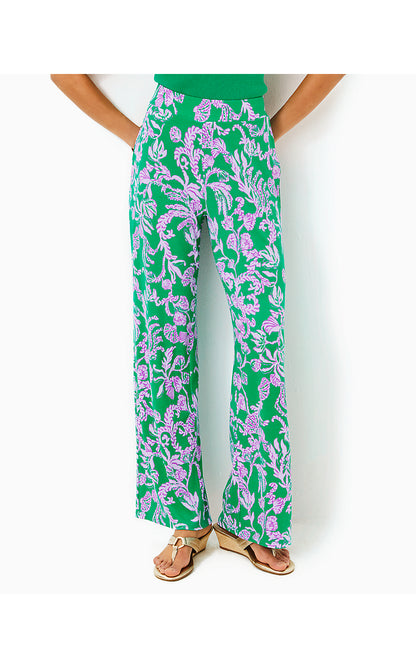 ALLENA KNIT PALAZZO PANT, BRAZILIAN GREEN SALTY SANDBAR