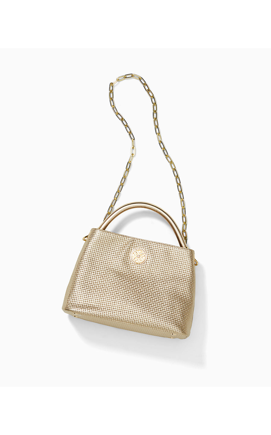 VIVETTE TOP HANDLE BAG, GOLD METALLIC