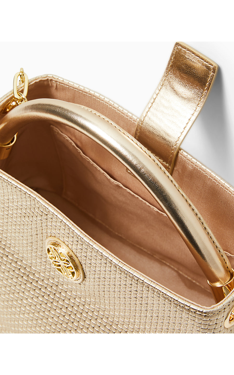 VIVETTE TOP HANDLE BAG, GOLD METALLIC