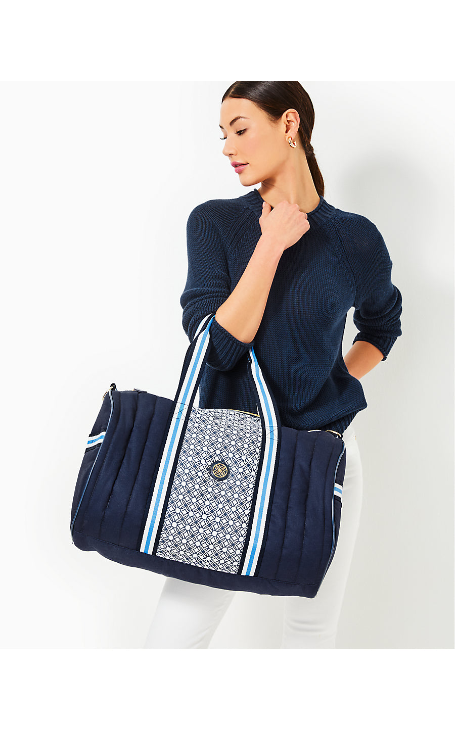 QUILTED PUFFER HALTON DUFFLE BAG, LOW TIDE NAVY