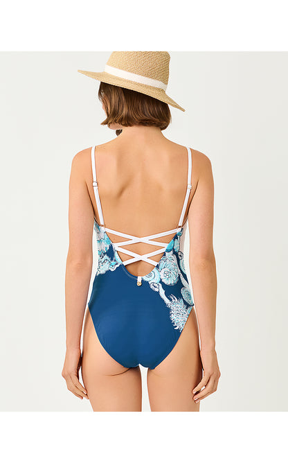 KLYNN ONE PIECE, RESORT WHITE SHELL SHINE ENGINEERED ONE PIECE