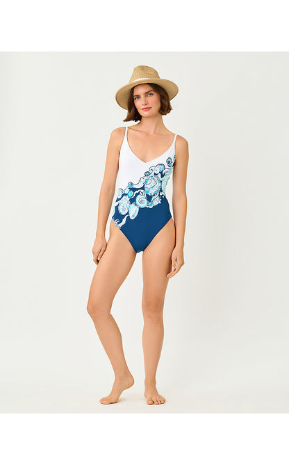 KLYNN ONE PIECE, RESORT WHITE SHELL SHINE ENGINEERED ONE PIECE