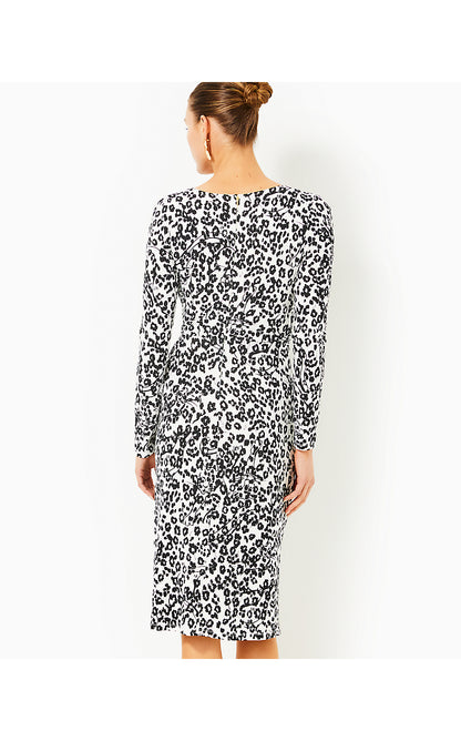 ODELLA V-NECK MIDI DRESS, COCONUT LETS PAWTY