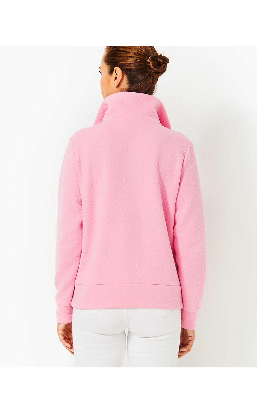 ELENI PULLOVER, CONCH SHELL PINK BUTTERFLY QUILTED KNIT