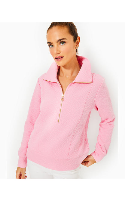 ELENI PULLOVER, CONCH SHELL PINK BUTTERFLY QUILTED KNIT