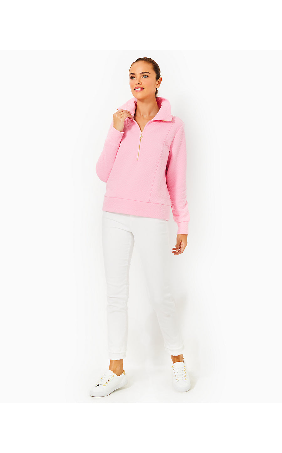 ELENI PULLOVER, CONCH SHELL PINK BUTTERFLY QUILTED KNIT