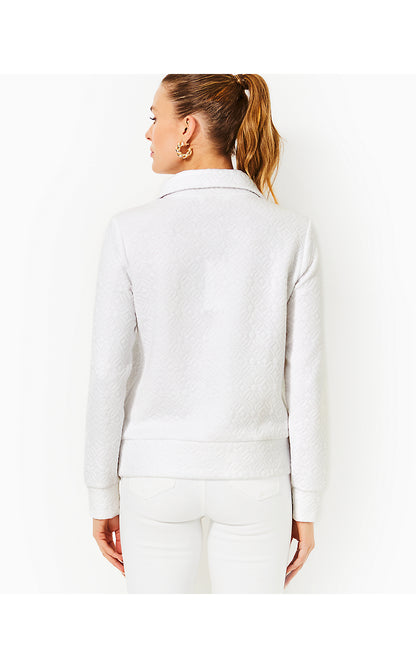 ELENI PULLOVER, RESORT WHITE BUTTERFLY QUILTED KNIT