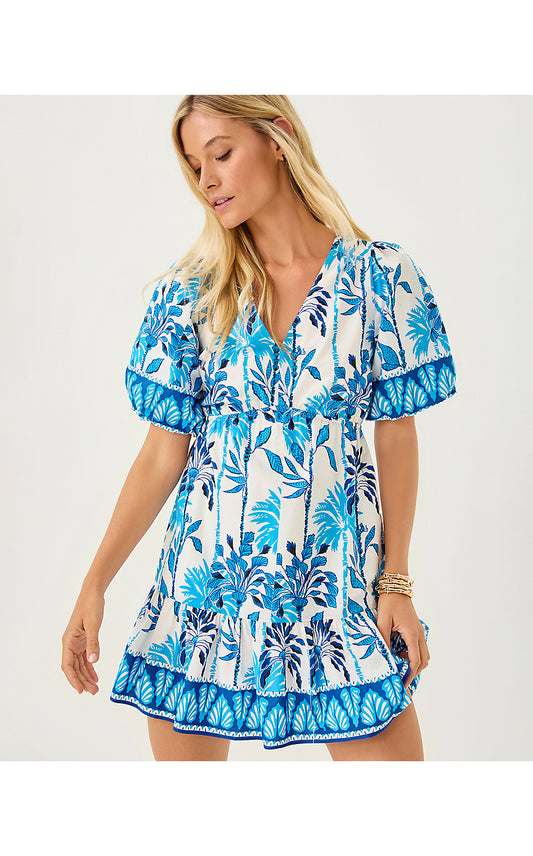 KENTLEE DRESS, COCONUT SWAYIN IN THE BREEZE ENGINEERED WOVEN DRESS