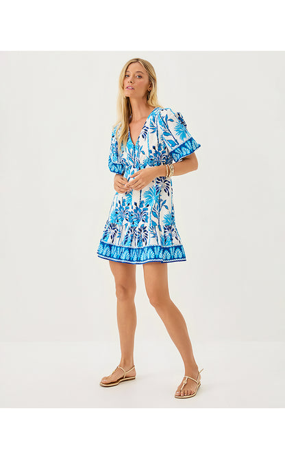 KENTLEE DRESS, COCONUT SWAYIN IN THE BREEZE ENGINEERED WOVEN DRESS