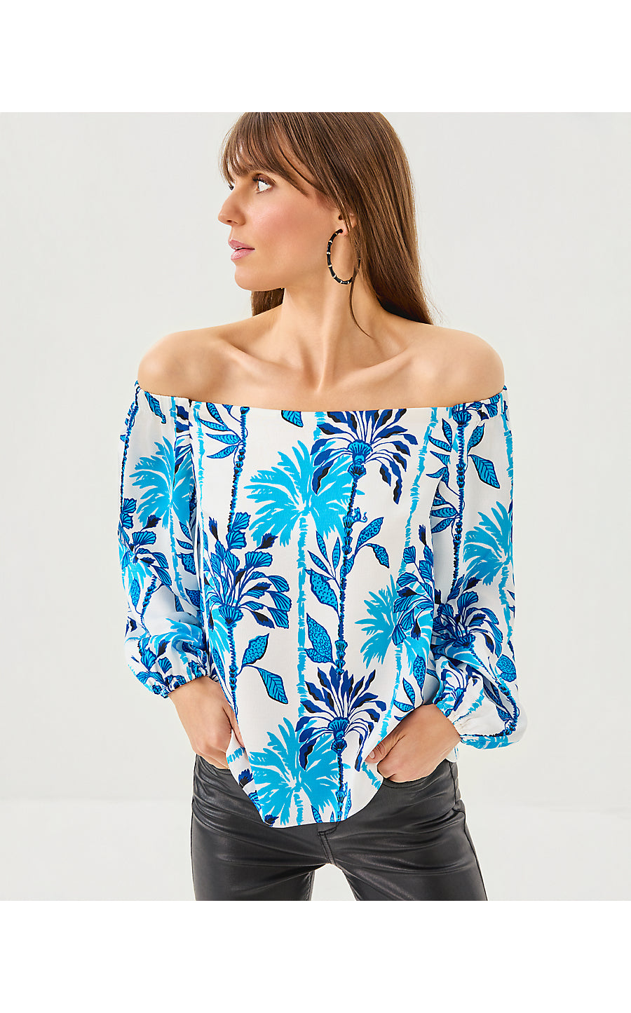 ELIZABETHANY OFF THE SHOULDER TOP, COCONUT SWAYIN IN THE BREEZE