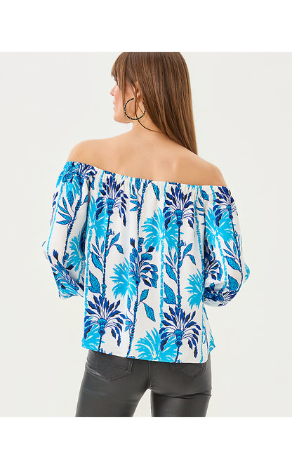 ELIZABETHANY OFF THE SHOULDER TOP, COCONUT SWAYIN IN THE BREEZE