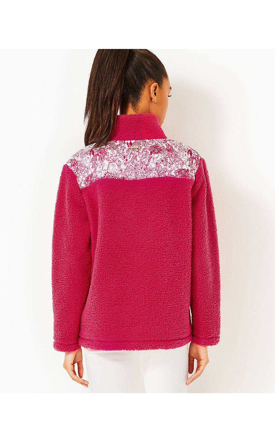 WALLEN SHERPA HALF ZIP, RASPBERRY ROUGE