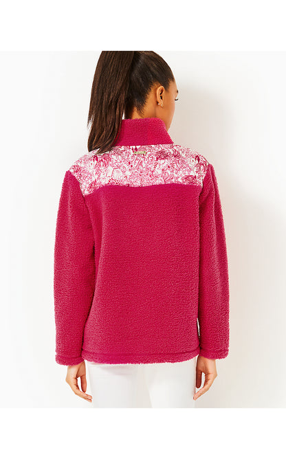 WALLEN SHERPA HALF ZIP, RASPBERRY ROUGE