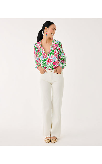 ANISTON HIGH RISE STRAIGHT LEG JEAN, COCONUT