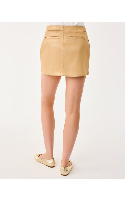 COLETTE STRETCH SHIMMER SKORT, GOLD METALLIC