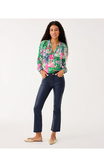 LIZA COATED CROP FLARE JEAN, LOW TIDE NAVY