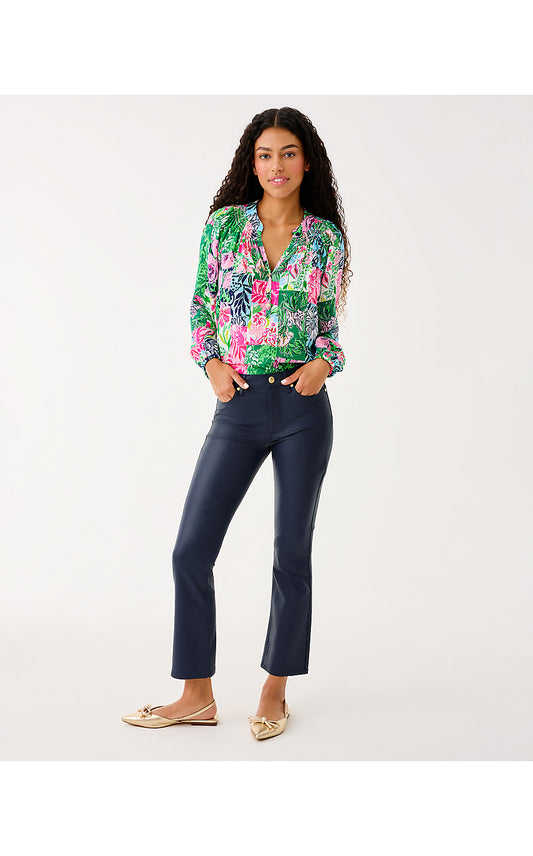 LIZA COATED CROP FLARE JEAN, LOW TIDE NAVY
