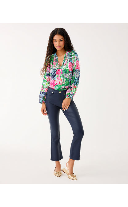 LIZA COATED CROP FLARE JEAN, LOW TIDE NAVY