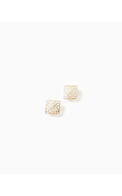 LILLY LOGO EARRINGS, GOLD METALLIC