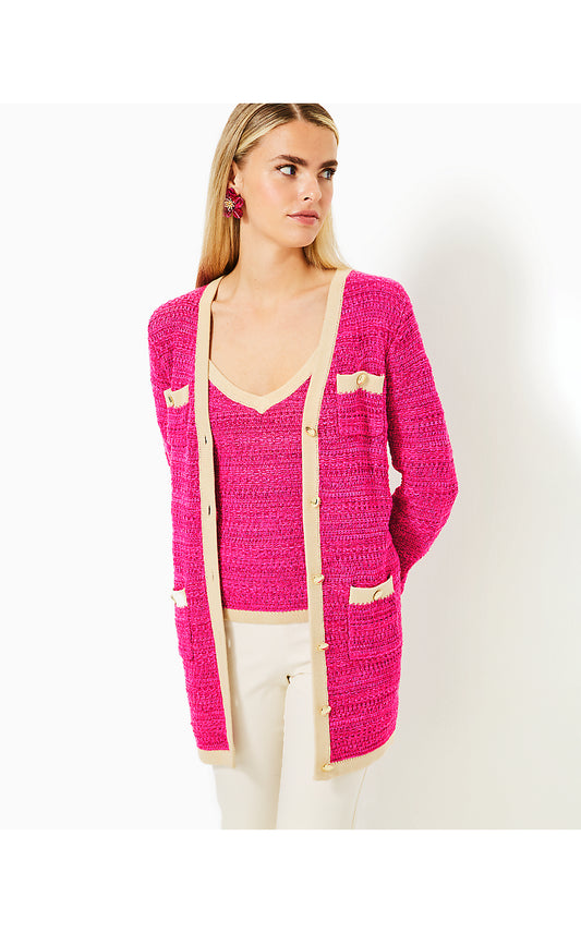 TANNERY SWEATER SET, PASSION FRUIT PINK MOONLIGHT TWEED