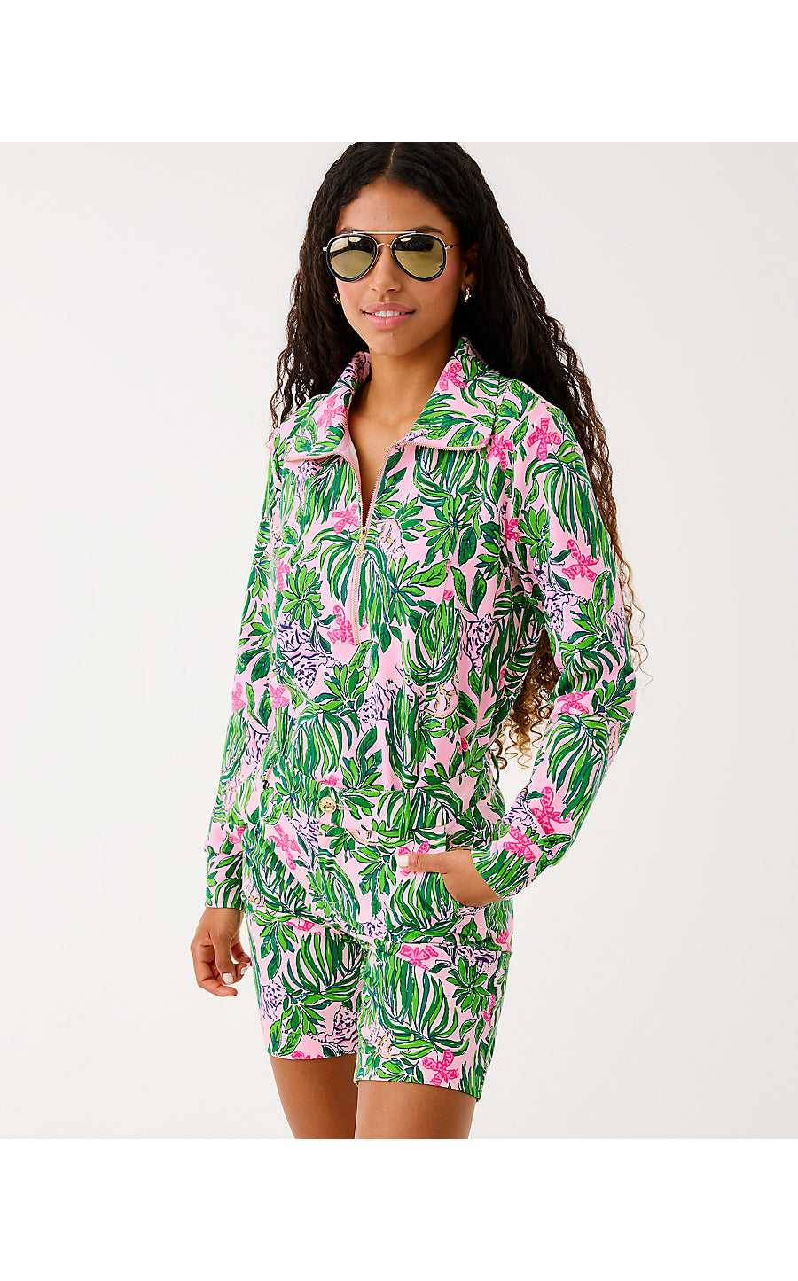 ELENI UPF 50+ PULLOVER, CONCH SHELL PINK ROARING WITH JOY