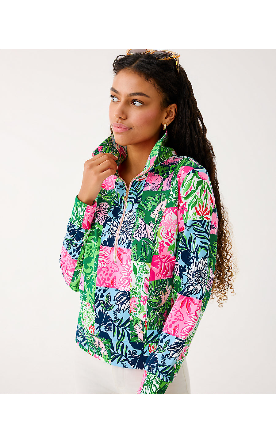 ELENI UPF 50+ PULLOVER, MULTI PARTY PUNCH PATCH