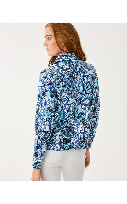 ELENI UPF 50+ PULLOVER, STARLIGHT NAVY PROUD AS A PEACOCK STRIPE