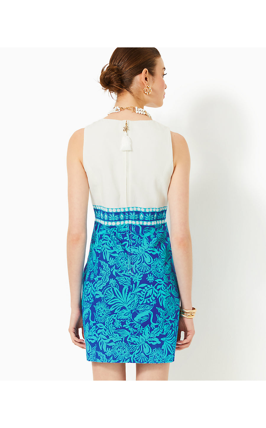 AUBRIA SHIFT, BREEZY AQUA JUNGLE ESCAPE ENGINEERED DRESS