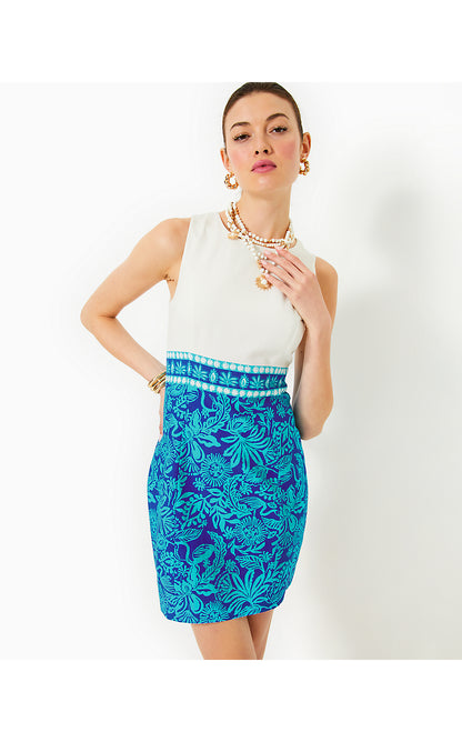AUBRIA SHIFT, BREEZY AQUA JUNGLE ESCAPE ENGINEERED DRESS