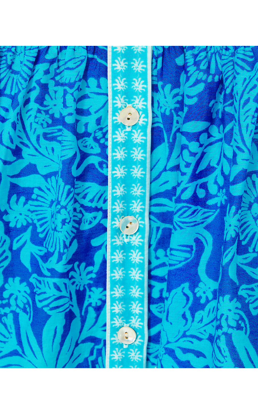 DRENA DRESS, BREEZY AQUA JUNGLE ESCAPE ENGINEERED WOVEN DRESS