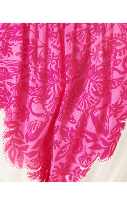 DRENA DRESS, PASSION FRUIT PINK JUNGLE ESCAPE ENGINEERED WOVEN DRESS
