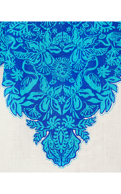 KIRAN BUTTON DOWN TOP, BREEZY AQUA JUNGLE ESCAPE ENGINEERED WOVEN TOP