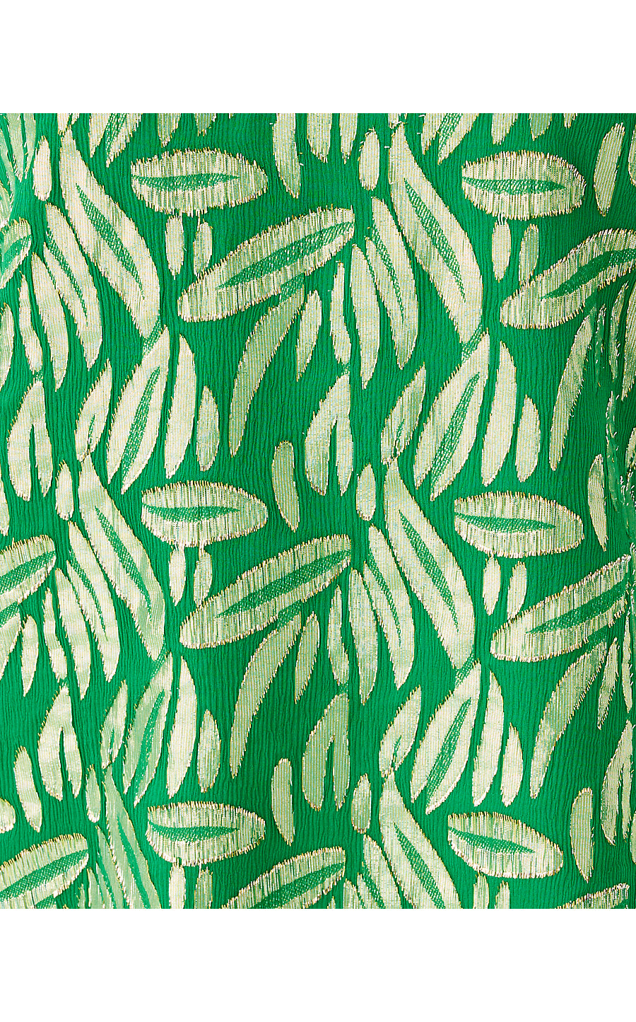 GIANA LONG SLEEVE SILK TOP, BAMBOO GREEN LEAFY BABE METALLIC SILK CLIP